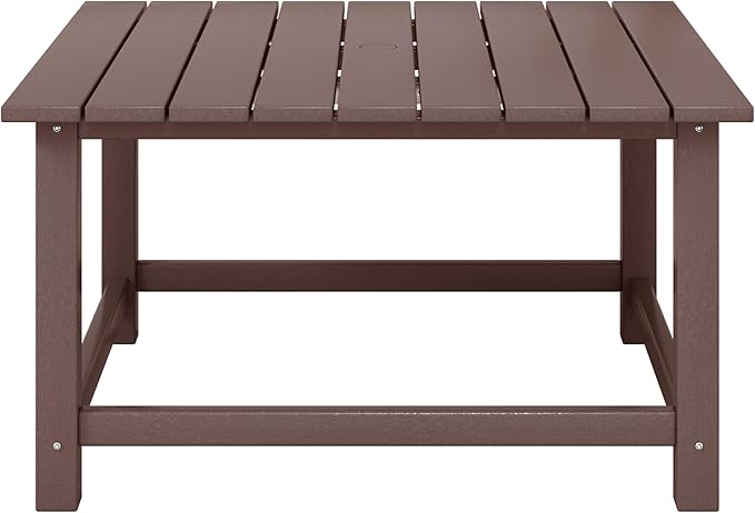 WestinTrends Malibu Low Outdoor HDPE Square Patio Coffee Table, Dark Brown