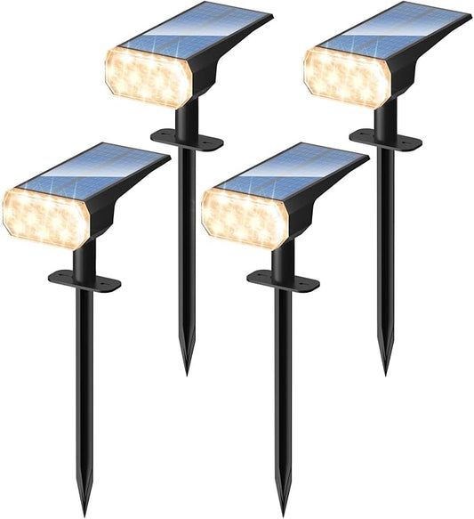 DINGLILIGHTING Solar Lights Outdoor Waterproof: IP65 Led Spot Light Decorations for Garden - 3 Lighting Modes Solar Powered for Yard - Halloween Christmas Lights Landscape Pathway Patios 4PC Warm