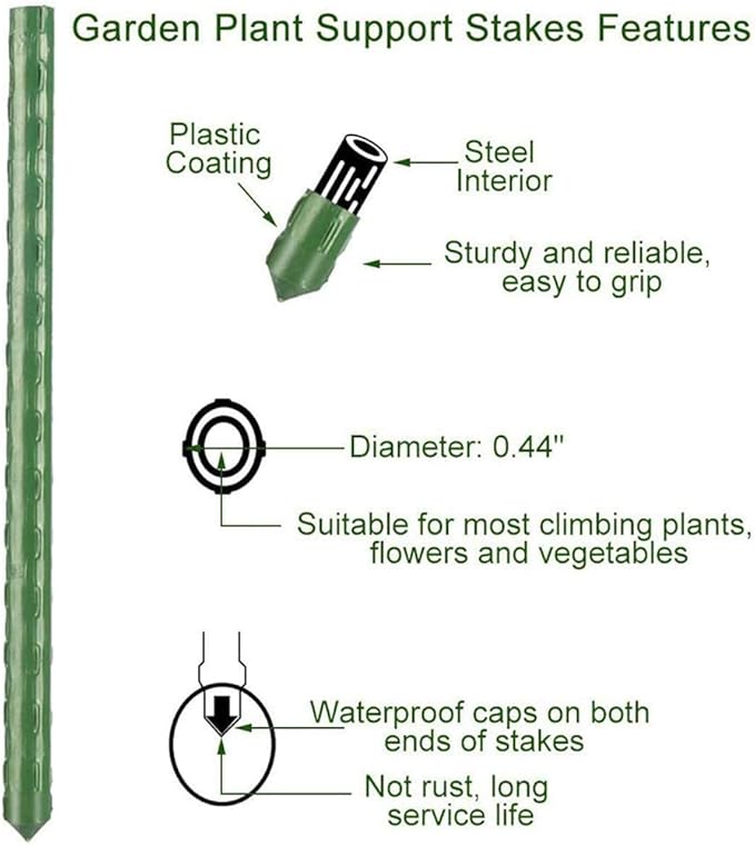 4Feet 48inch Garden Stakes Sturdy Plant Sticks Support Tomato Stakes for Vegetable,Pack of 20