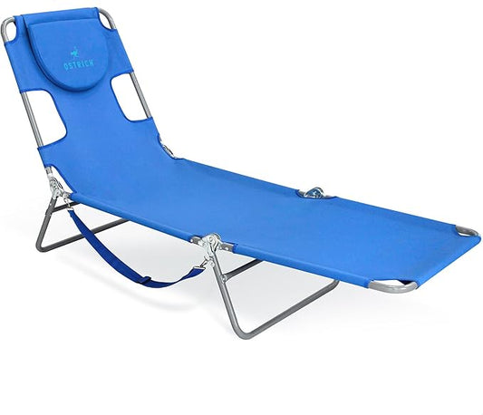 Ostrich the Original Chaise 72 x 22 Inch Lounge Portable Reclining Lounger, Outdoor Patio, Beach, Lawn, Camping, or Pool Tanning Chair, Aqua