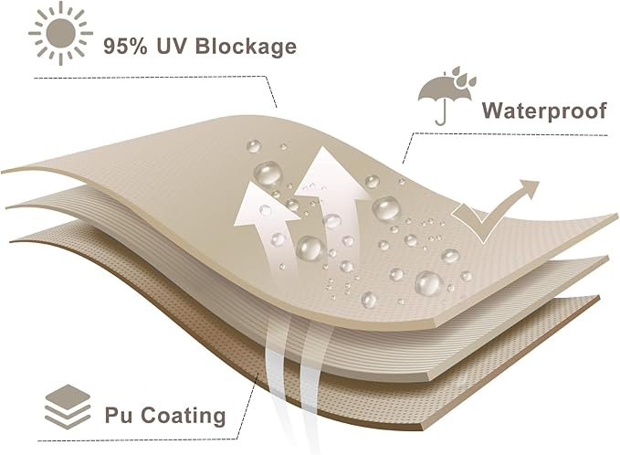 LOVE STORY Rectangle 9'x12' Waterproof Sun Shade Sail Canopy UV Block for Outdoor Patio Backyard Carport,Taupe(We Make Custom Size)