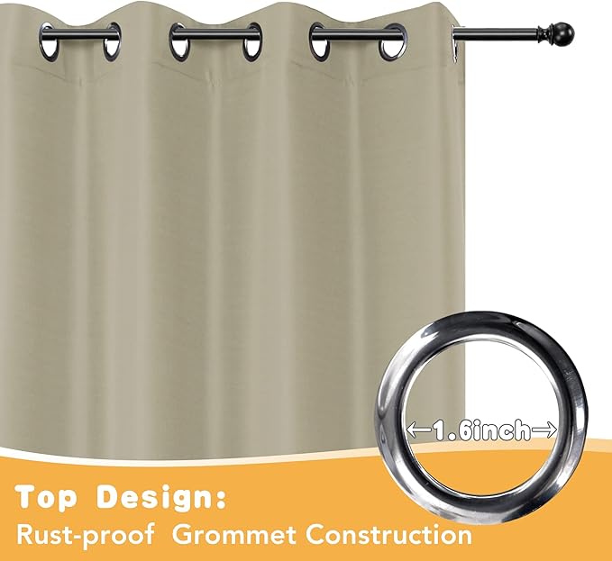 HolidayIdeas Outdoor Curtains for Patio Waterproof, 2 Panels - 84 x 84 Inch - Privacy Protection & Light Filtering Curtains Grommet Outside Curtains for Porch, Gazebo, Pergola, Backyard (Taupe)