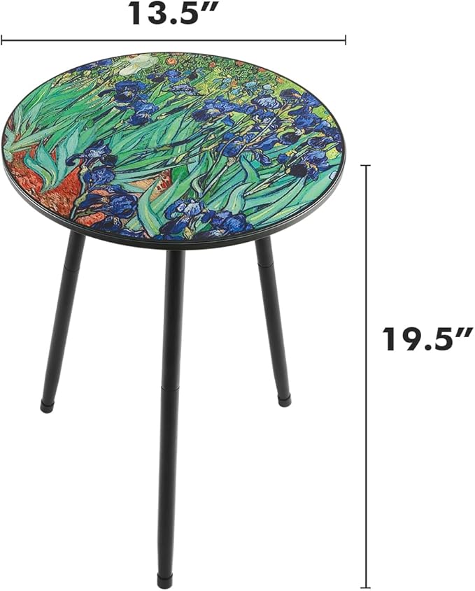 Outdoor Side Table Patio Side Tables for Outside End Tables Small Outdoor Table Round Patio Coffee Table Modern Metal Plant Stand Outside, Patio, Indoor, Bedroom, Living Room, Small Spaces, Iris