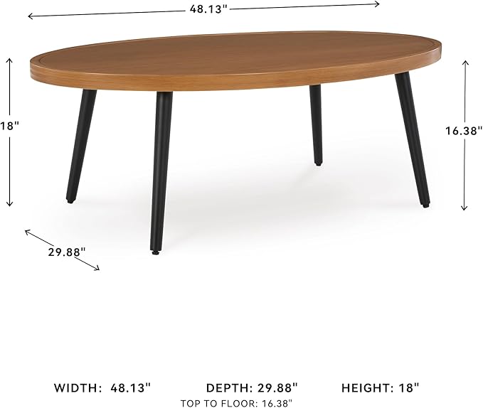 Signature Design by Ashley Horizon Hall Casual Outdoor Coffee Table with 4 Legs, Light Brown & Black