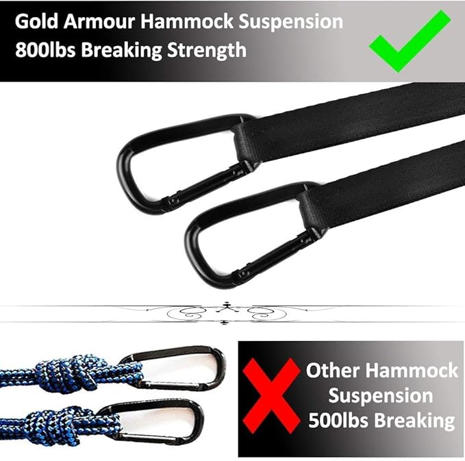 Gold Armour Camping Hammock - XL Double Hammock Portable Hammock Camping Accessories Gear for Outdoor Indoor with Tree Straps, USA Based Brand (Peach and Pink)