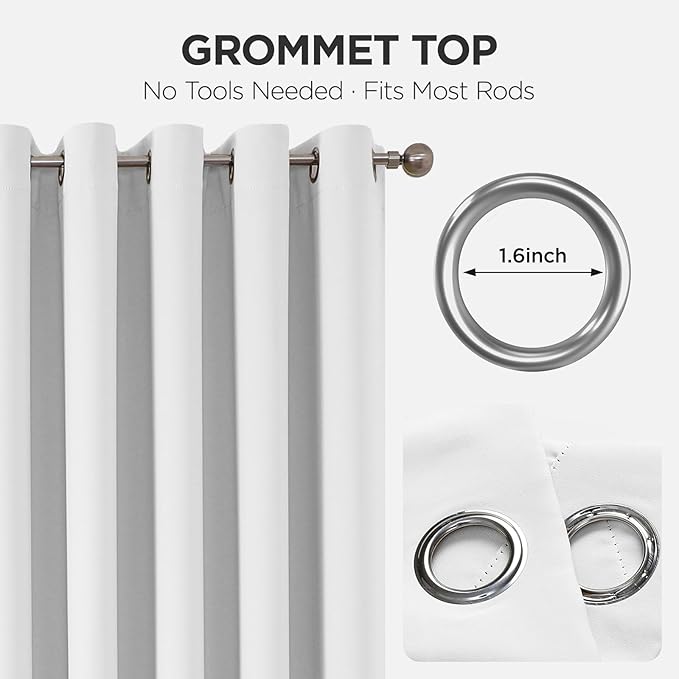 Joydeco Blackout Patio Sliding Door Curtains 84 Inches Long, Grommet Privacy Room Divider Curtains, Extra Wide Thermal Blackout Drapes for Bedroom Living Room (Pure White, 70Wx84L, 1 Panel)