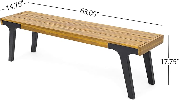 Christopher Knight Home 3 Piece Patio Dining Table,Acacia Wood Table Bench Dining Set,2 Wood Benches with 69'' Large Dining Table,Industrial Style Dining Furniture Set for Outdoor Deck, Yard, Porch