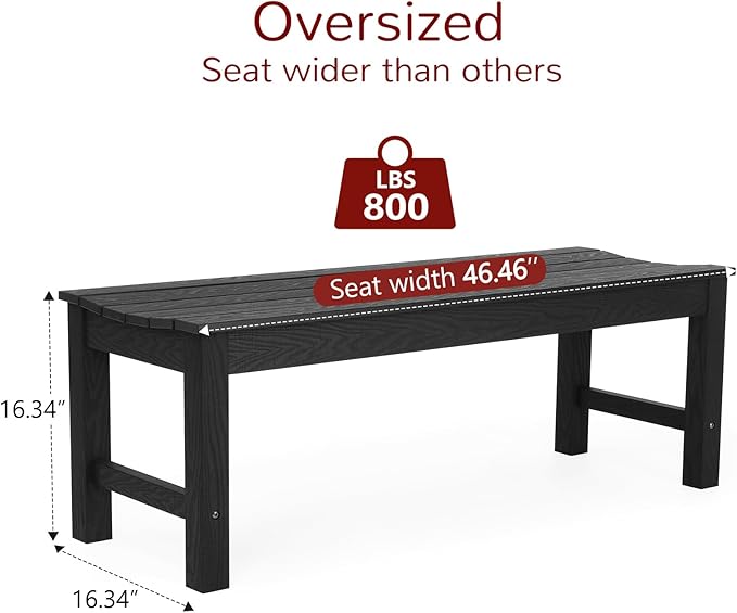 Stoog Outdoor Benches Set of 2, 2-Person Backless Patio Bench, All-Weather HIPS Garden Bench, Never Rot or Fade, for Backyard, Porch, Deck, and Entryway, Black