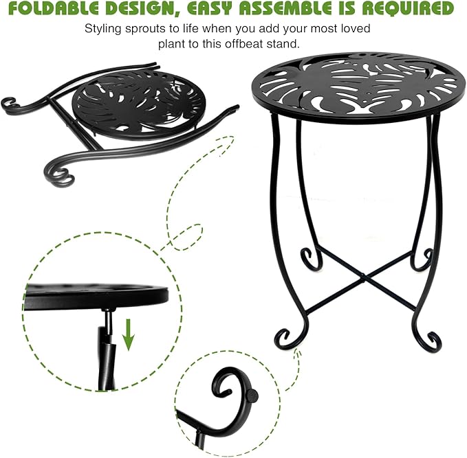 Fashion&cool Side Tables for Small Space, Metal Outdoor Indoor Round Side Table, Small End Table Pool Chair Side Table for Patio Yard Porch Balcony Garden Bedside Plant Stand