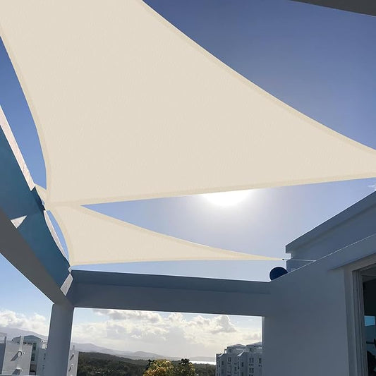SUNNY GUARD Custom Size 17'x24'x29.4' Triangle Butter Cream UV Block Sunshade for Backyard Yard Deck Patio Garden Outdoor Activities and Facility(Customized)