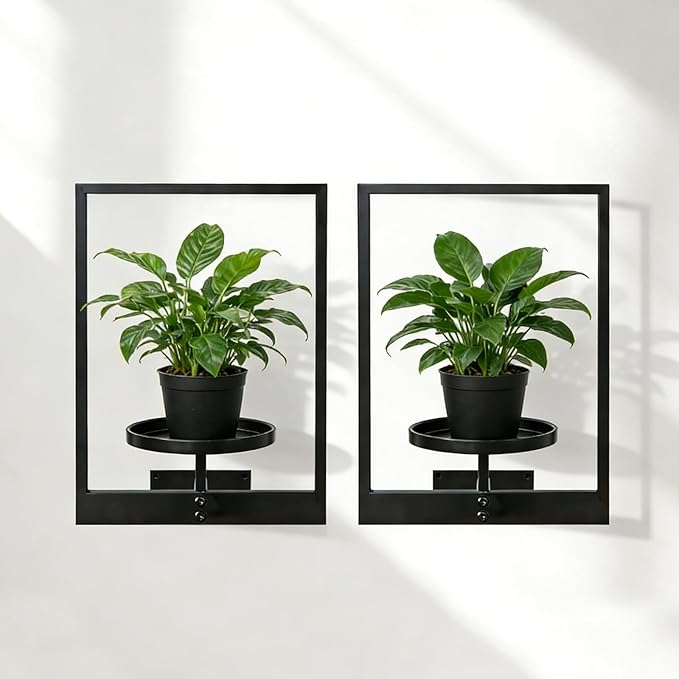 Wall Hanging Plant Stands Planter Shelves, Indoor Outdoor Window Plant Hanger Decor for Living Room Entryway (Black 3-Pack)
