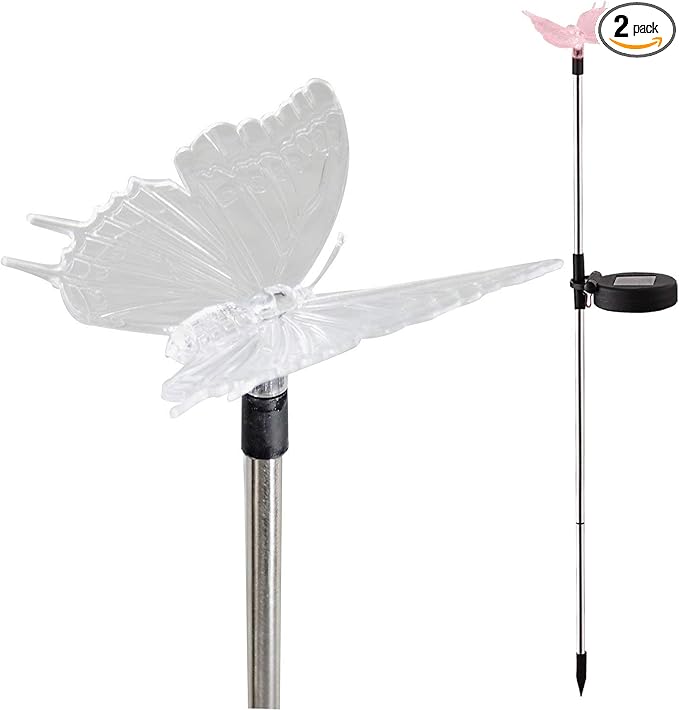 Solar Powered Garden Stake LED Light, Set of 2 (Butterfly)