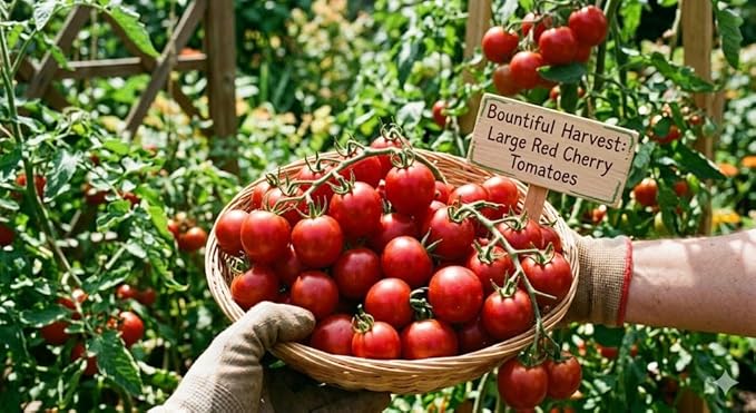 HipGirl Heirloom Large Red Cherry Tomato Seeds - Non-GMO, Indeterminate Vining Tomato for Planting - 40ct+ High Germination Garden Seeds for Indoor, Outdoor, & Hydroponic Gardening