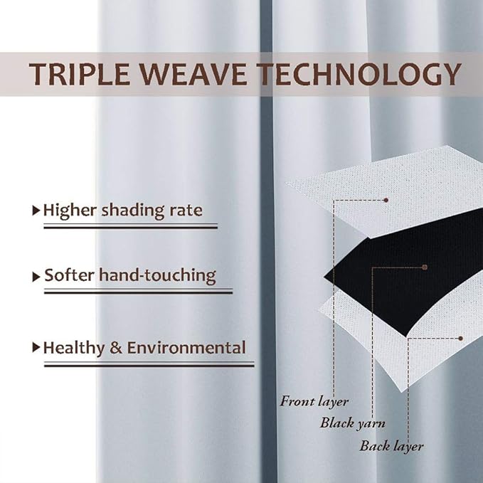 NICETOWN 2 Panels Patio Curtains Outdoor Waterproof W84 x L108, Rustproof Top & Bottom Grommet Room Darkening Weighted Windproof Outdoor Privacy Thermal Insulated Blinds for Pool, Greyish White