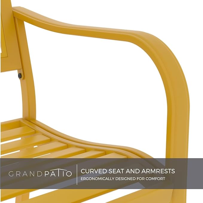 Grand patio 50" Outdoor Bench, Garden Benches with Anti-Rust Metal Powder Coated Frame, Patio Bench for Front Porch Park Outside Furniture Decor, Sunflower Yellow