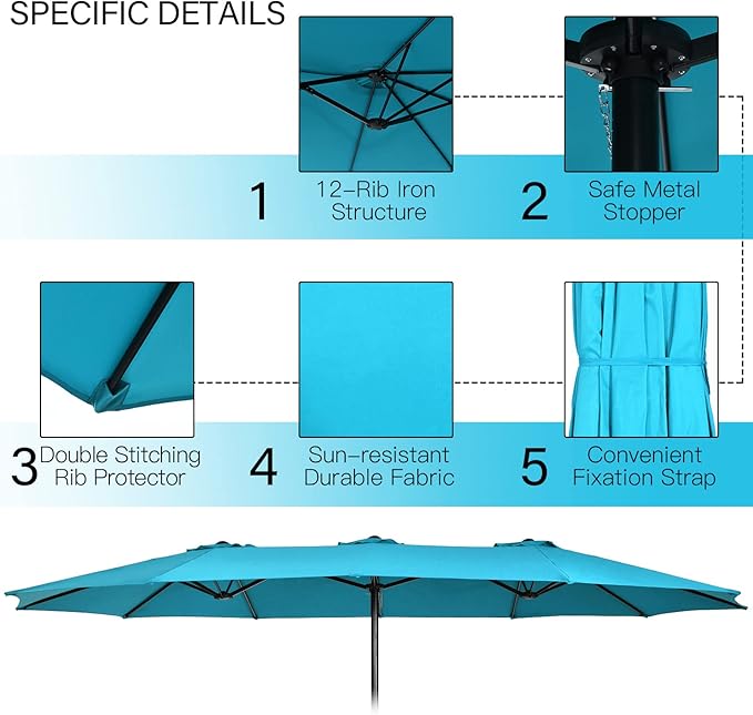 Tangkula 11 Piece Rattan Outdoor Dining Set with 15Ft Patio Umbrella for 8, Outdoor Wicker Table Set with 8 Cushioned Armchairs, Acacia Wood Top, Outdoor Umbrella with Base Included