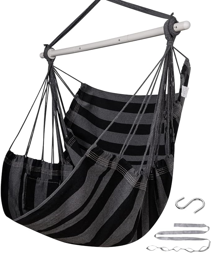 ADVOKAIR Hammock Chair Swing, Heavy-Duty Hanging Rope Swing Seat Supports 500 Lbs, Ideal for Outdoor Patio, Backyard, Porch, Deck & Indoor Bedroom Use