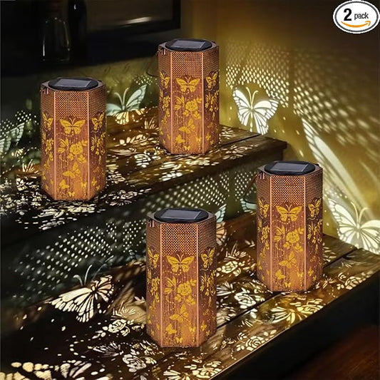 Mothers Day Gifts for Mom Grandma - Birthday Gifts for Women, 4 Pack Butterfly Solar Lanterns Outdoor Waterproof - Butterflies Solar Lights Outdoor Garden Decor for Outside