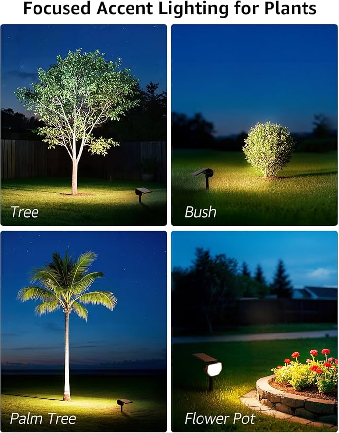 Lepro Solar Decorative Spot Lights 2 Pack, Warm White Accent Lights for Garden Ambiance, IP65 Waterproof Adjustable Landscape Lighting to Highlight Statues, Plants, Pathways & Yard Decor