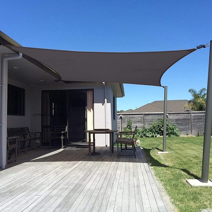 SUNNY GUARD Custom Size 9'x9' Dark Grey Sun Shade Sail Rectangle UV Block Shade for Backyard Yard Patio Deck Garden(Customized)