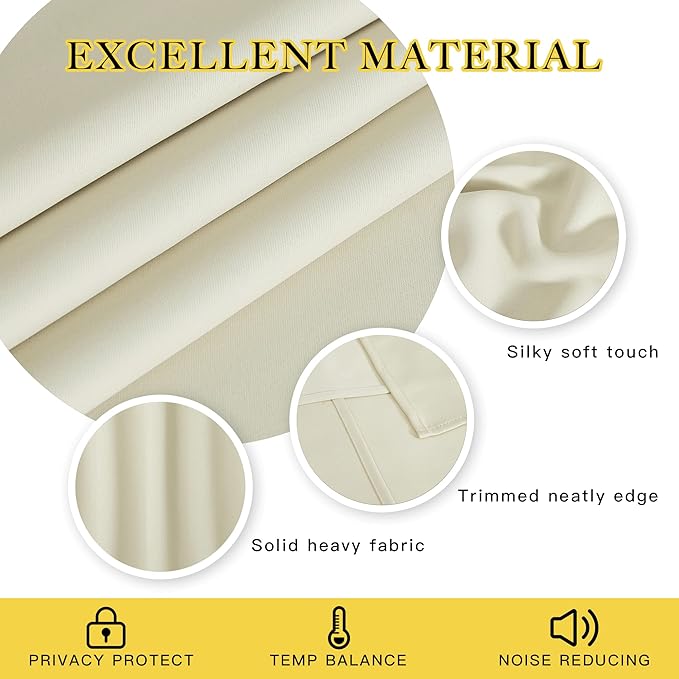 NICETOWN Blackout Patio Door Curtain Extra Wide and Long, Grommet Solid Room Darkening Window Treatment Thermal Insulated Blind for Living Room/Sliding Door, Beige, 1 Panel, W100 x L120