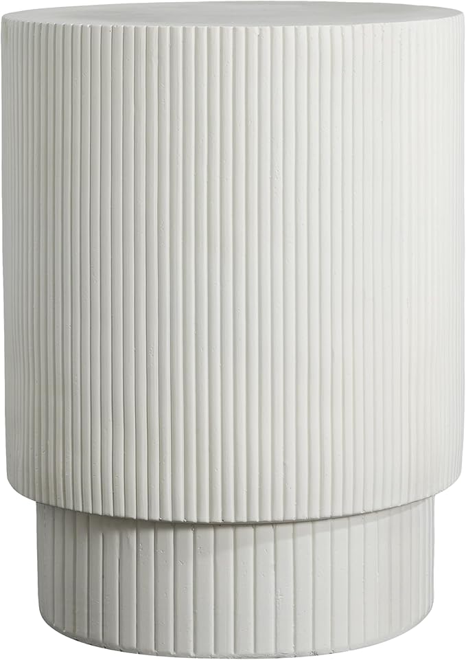 Christopher Knight Home Parson Patio Lightweight Concrete Round Coffee Table, Indoor and Outdoor Table for Garden/Backyard/Poolside/Balcony Cafeteria, MGO Outdoor Side Table with No Assembly, White
