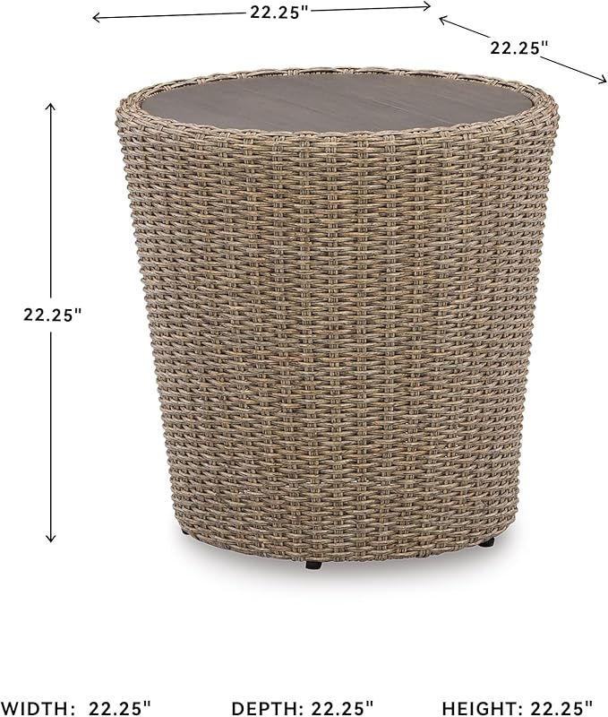 Signature Design by Ashley Danson Bohemian Outdoor End Table, Light Brown