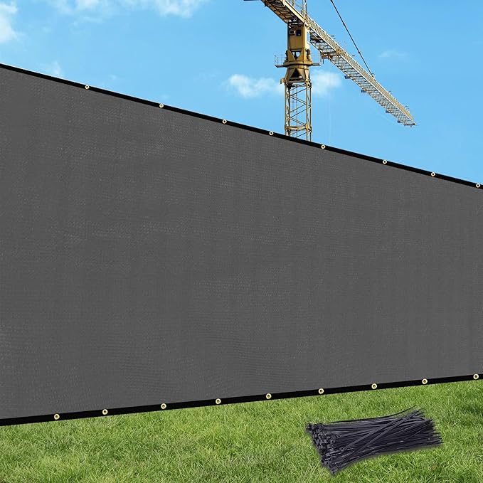 UPGRADE Privacy Fence Screen 5'x12' Dark Grey Outdoor 90% Visibility Blockage 170 GSM Mesh Shade Cover Panels for Backyard,Balcony,Home Decoration with Zip Ties,Customized Avaliable