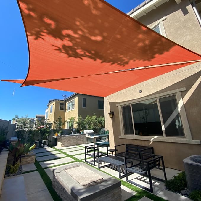 SUNLAX Sun Shade Sail 8' x 16' x 17.9' Terra Red Rectangle Canopy Sail Shade Cover UV Block Permeable Sunshade Outdoor for Patio Backyard Deck Pergola (We Make Custom Size)