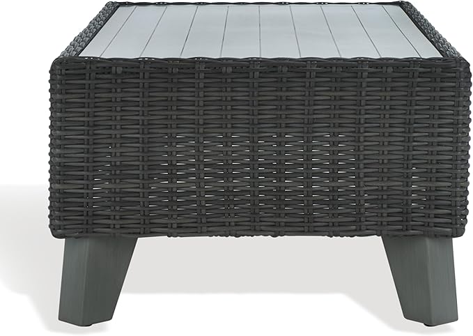 SAFAVIEH Couture Collection Margarita Dark Grey Faux Wicker Rectangle Indoor/Outdoor Coffee Table (Fully Assembled)
