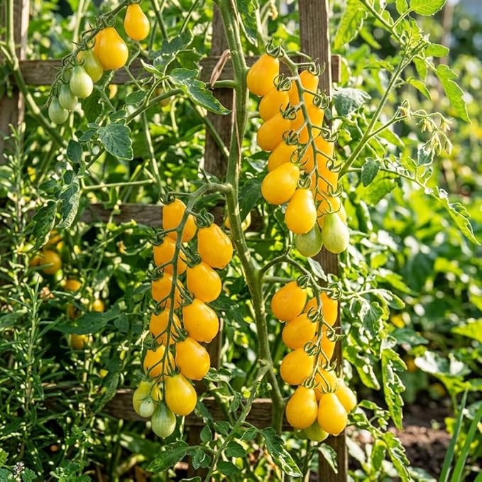 ZEshops100pcs Patio Choice Yellow Cherry Tomato Seeds - Heirloom, Non-GMO, Super Sweet Variety - Complete Guide Included for Home Gardens, Ideal Gardening Gift (Yellow Cherry Tomato Seeds)
