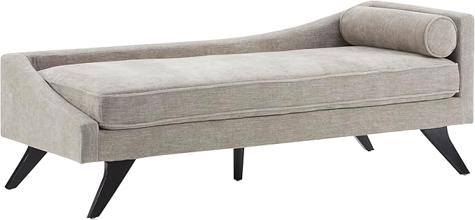 Christopher Knight Home Cagle Upholstered Loveseat Sofa with Splayed Legs, Birch Wood Frame Lounge Chair, Living Room Chaise Lounge Chair Indoor, Soft Lounge Sofa with Rolled Accent Pillow, Khaki