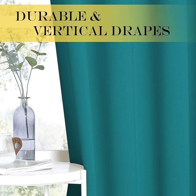 NICETOWN Blackout Drapery Curtain Panel 90 inches Long - Window Treatment Thermal Insulated Grommet Blackout Curtain/Drape for Bedroom Living Room (Peacock Teal, 1 Panel, 46 by 90 inches)