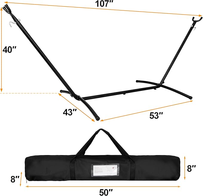 SUPER DEAL Portable 2 Person Hammock with 9FT Hammock Stand, 620 LBS Capacity Adjustable Hammock Bed with Space Saving Carrying Case Included for Camping Garden Backyard Patio Indoor Outdoor