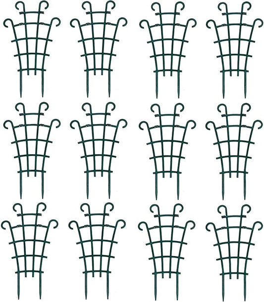 12 Pack Trellis for Potted Plants, Garden Trellis for Climbing Plants Plastic Mini Climbing Plant Trellis Flower Pots Support Stackable Trellis for Climbing Plants Peas, Dark Green