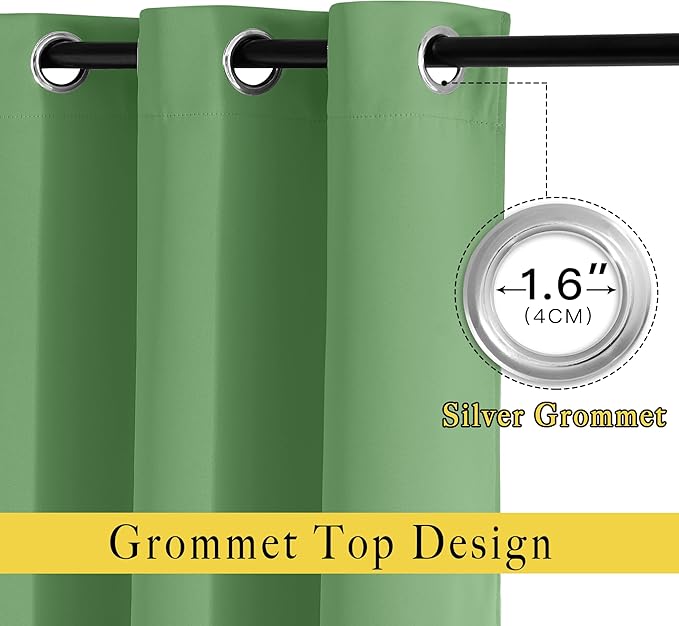 NICETOWN Kitchen Short Blackout Curtain and Drape - Thermal Insulated Solid Grommet Blackout Panel for Patio Bedroom Living Room (Single Panel, 52 inches by 45 inches, Froest Green)