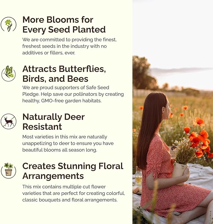Eden Brothers Pacific Northwest Wildflower Mixed Seeds for Planting, 50 lb, 24,000,000+ Seeds with Cornflower, CA Bluebell, Attracts Pollinators, Plant in Spring or Fall, Zones 3, 4, 5, 6, 7, 8, 9, 10