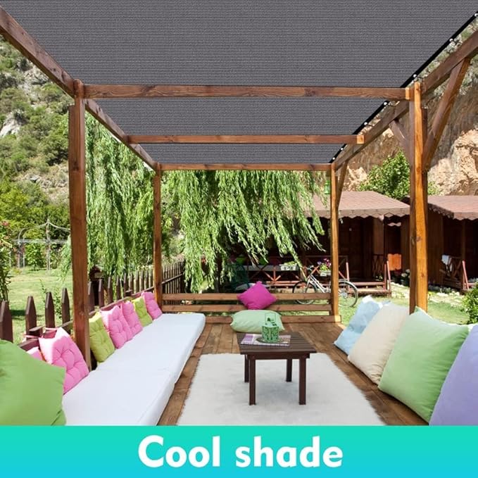 EMERIT 90% Shade Cloth Sun Shade Fabric Privacy Screen Shade Cover for Patio Garden Pergola Shade Cover Canopy with Gromments