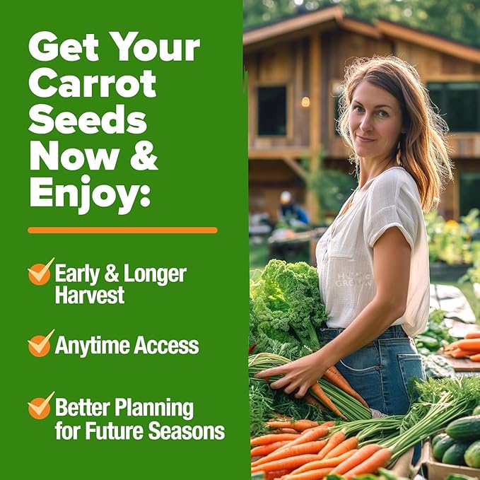 HOME GROWN Rainbow Carrot Seeds 10 Variety Mix 3350+ Heirloom Non-GMO Seeds for Planting, High Germination, Multi-Color Gourmet Root Vegetables, Kids Garden, Crunchy Fresh Eating (Daucus carota)