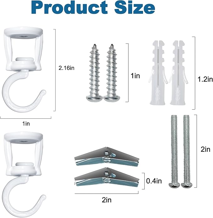 ONIKK Ceiling Hooks for Hanging Plants (2 PCS White), Heavy Duty Metal Plant Hooks, Screw in Hooks for Hanging Birdfeeders, Lamps, Planters, Indoor Outdoor Wall Baskets Hooks up to 33 lbs