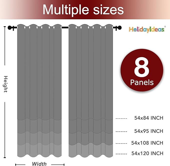 HolidayIdeas White Outdoor Curtains for Patio Waterproof 8 Pcs All Weather Balcony Grommet Top Outside Curtains for Apartments, Gazebo, Pergolas, Porch, 54x95 Inch