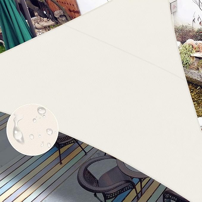 LOVE STORY Right Triangle 9'x18'x20.1' Waterproof Sun Shade Sail Canopy UV Block for Outdoor Patio Backyard Carport,Cream(We Make Custom Size)