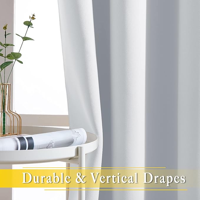 NICETOWN Patio Door Curtain Vertical Blinds, Grommet Top Room Divider Curtain Panel Thermal Insulated for Bedroom/Living Room (Greyish White, W80 by L108, 1 Panel)