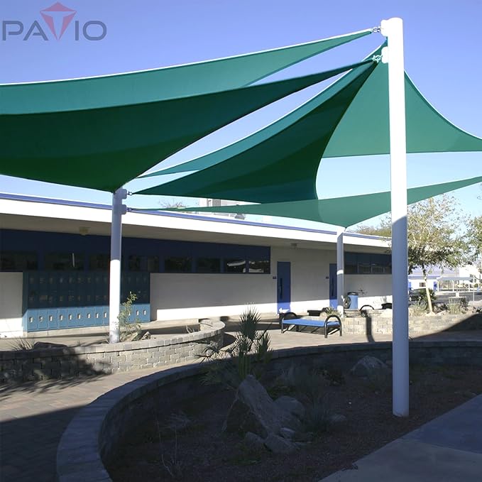 Patio Paradise 28' x 28' x 28' Sun Shade Sail Triangle Canopy Shade Cloth Fabric Sunlight Block Patio Pergola Cover HDPE Deck Awning for Outdoor Backyard Roof Shading, Turquoise