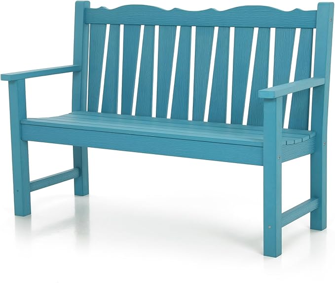 Outdoor Bench Weatherproof, 2-Person Garden Benches for Outdoors, All Weather HIPS Patio Bench Holds up to 800lbs, Never Rot or Fade, Comfort Bench for Porch, Garden, Patio, Backyard and Park