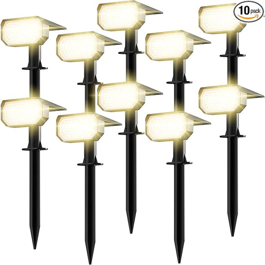Ensenior Solar Spotlights Outdoor, 56 LEDs Brightness Adjustable 3000K LED Solar Garden Lights, Halloween Christmas Landscape Lighting for Flag/Yard/Pathway, IP65 Waterproof - 10 Pack