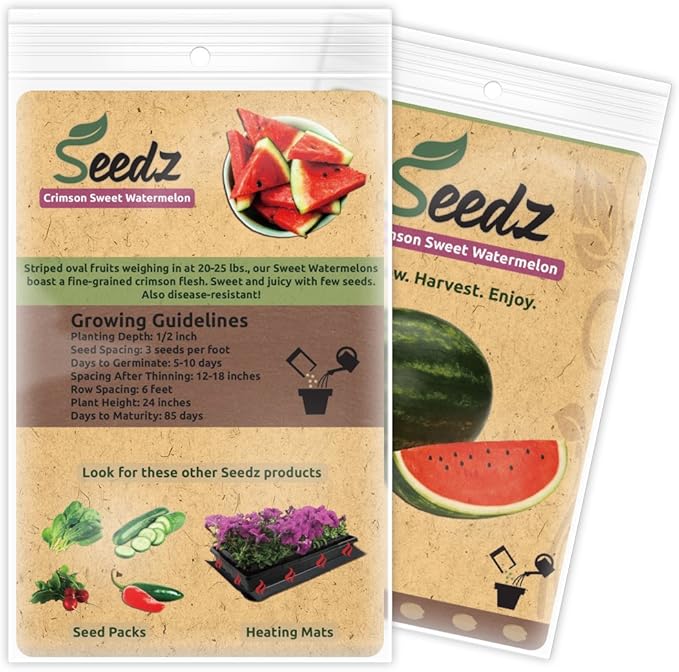 Organic Watermelon Seeds, APPR. 75, Crimson Sweet Watermelon, Heirloom Vegetable Seeds, Certified Organic, Non Hybrid, USA