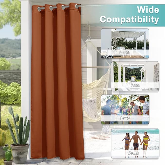 NICETOWN Living Room Curtain Festival Decoration 108" Length? Room Divider Drape with Rust-Proof Grommet, Blackout Thermal Insulated Privacy Blind for Cabana, Mecca Red, 84" Wide, 1 Piece