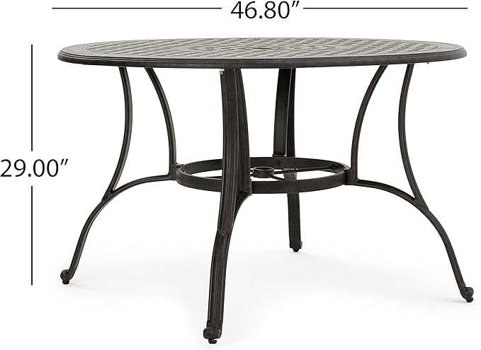 Christopher Knight Home Alfresco Outdoor Cast Aluminum Circular Dining Table, Bronze