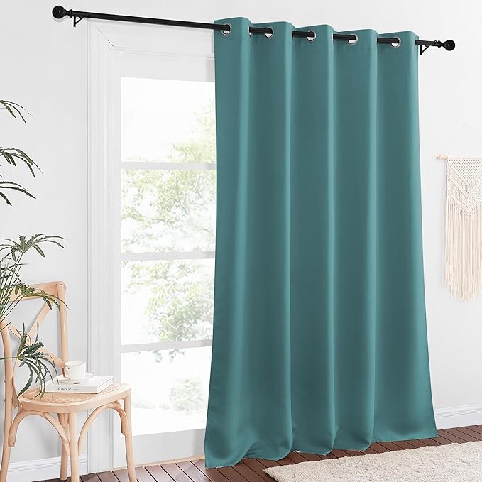 NICETOWN Blackout Curtain Drape for Bedroom - Light Reducing Thermal Insulated Solid Grommet Room Darkening Window Curtain 90 inches Long for Living Room (Sea Teal, 1 Piece, W66 x L90)